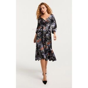NWT Cinq à Sept Walker Satin Floral Midi-Dress Size 2